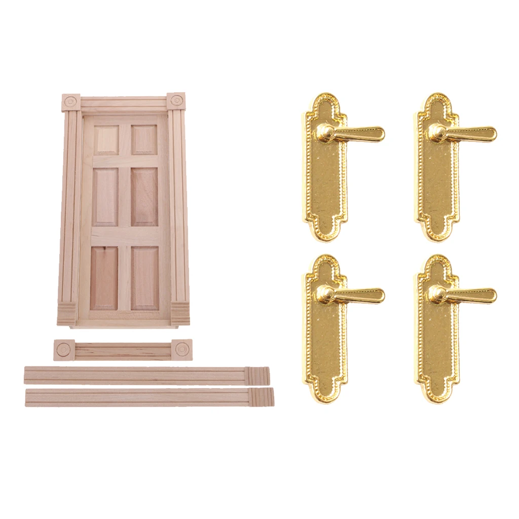 1/12 Doll House Mini Furniture Accessory Dollhouse 6 Panel Wooden Door