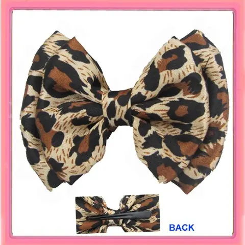 

Free Shipping!New 12pcs leopard printed satin hair bow hair alligator clip