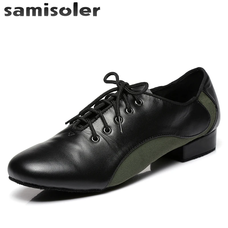 Мужские черные кожаные туфли Samisoler W для бальных танцев обувь современных на