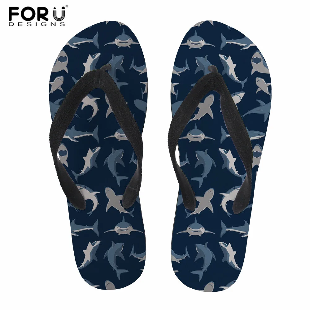 Z4465AB FORUDESIGNS/Черная Акула Печать Лето Пляж мужские тапочки Личность Мода Flipflops мужские домашние Вьетнамки Нескользящие terlik - Цвет: Z4465AB