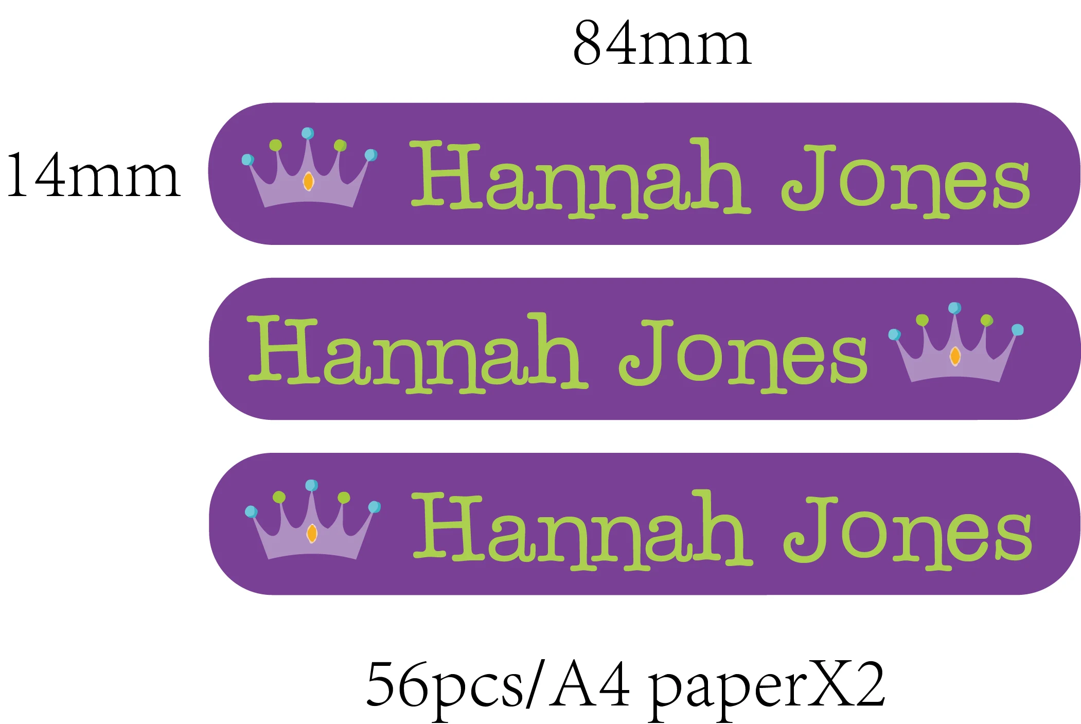 21BGJ-Free postage-14x84mm цветная бирка наклейка для школьных принадлежностей, длинное Имя Наклейки, корона, наклейки, поддержка настройки под индивидуальные нужды