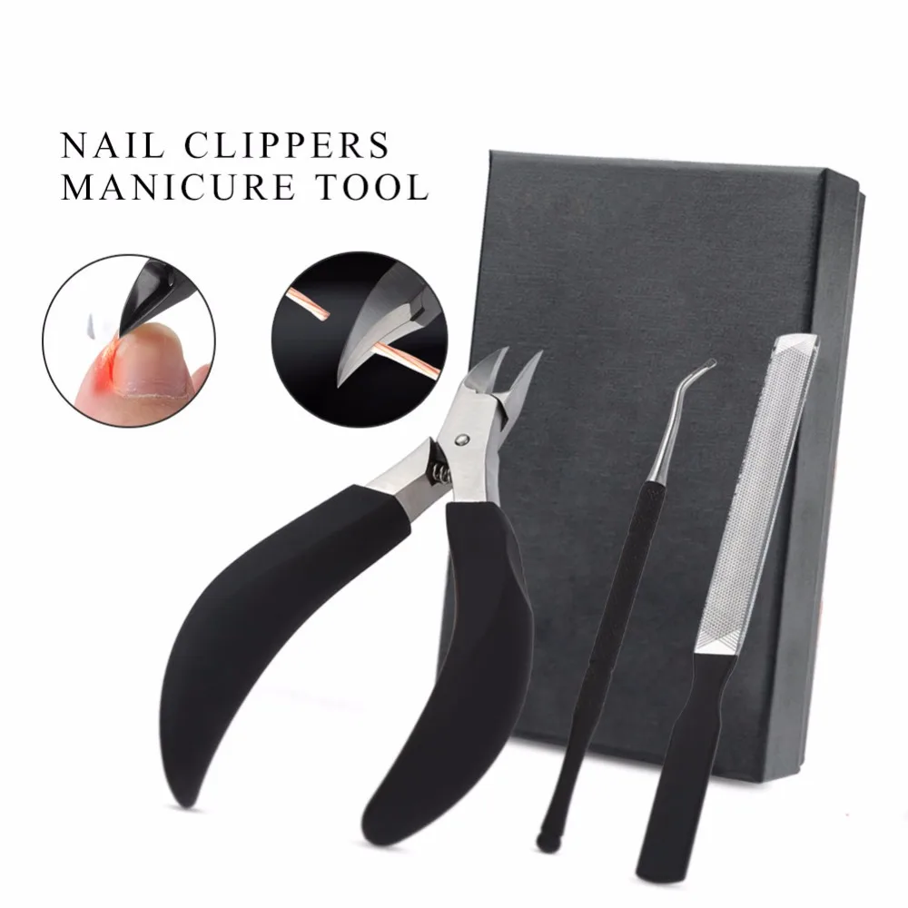 Steel Nail Clippers Manicure Tool 1 Set Stainless Steel Metal File Toe