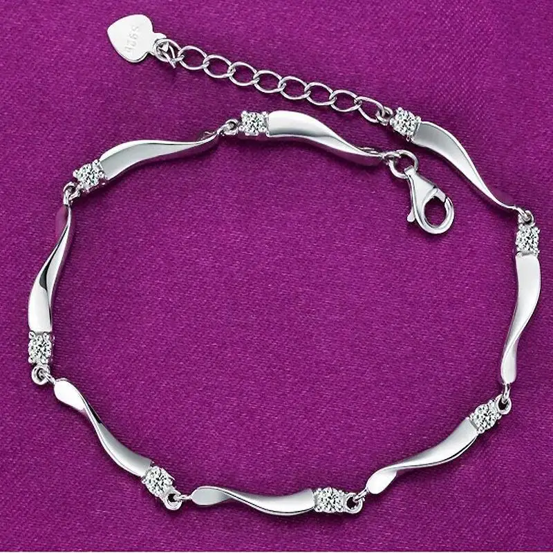

Charms Bracelet Classic Bamboo Crystal Bracelets & Bangles For Women 925 Sterling Silver Jewelry Bileklik Pulseira Pulseras