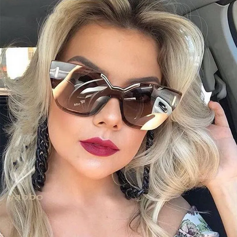 

Unisex Fashion 2019 New Ladies Square Sunglasses Women Goggle Shades Vintage Brand Designer Rimless Sun Glasses For Female