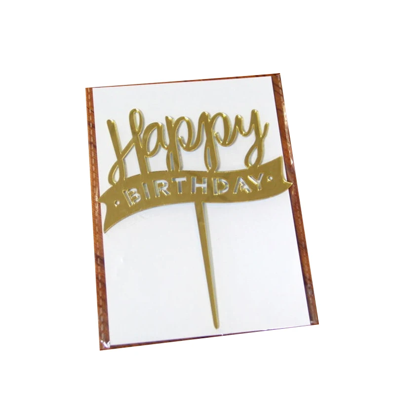 

Golden Red Pink Paper Glitter Cake Topper Party Supplies Happy Birthday Cake Topper Acrylic For Baby Shower Birthday Party Decor