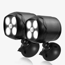 4LED Открытый датчик движения беспроводной на батарейках светильник настенный водонепроницаемый Патио Сад гараж безопасность прохода огни