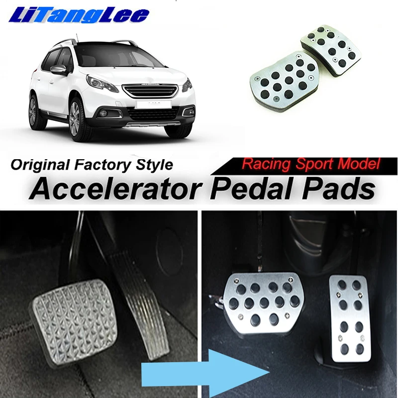 

LitangLee Car Accelerator Pedal Pad Cover Foot Throttle Pedal Cover Sport Racing Model For peugeot 2008 AT 2013~2018