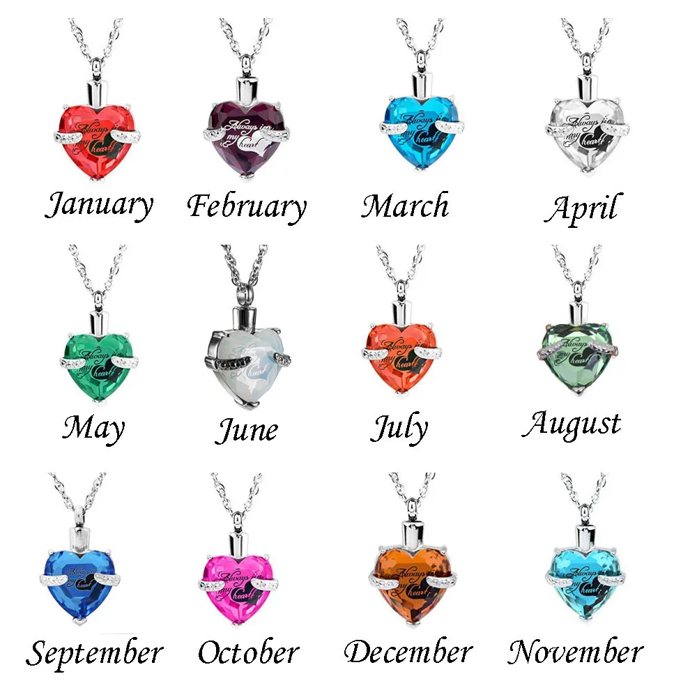 

Glass Heart Urn Cremation Ashes Pendant Necklaces For Women Memorial Keepsake Jewelry " You Always In My Heart