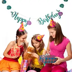 Блестящий цветок лагрид счастливый день рождения оболочки тема украшения/баннер с блестками бумажный венок с днем рождения/фиолетовый