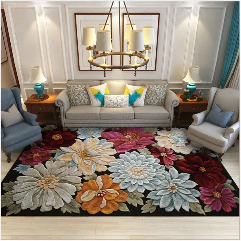 AOVOLL коврик для гостиной 3D мягкий Европейский цветочный ковер нескользящий дверной коврик диван журнальный столик серый Современный домашний декор