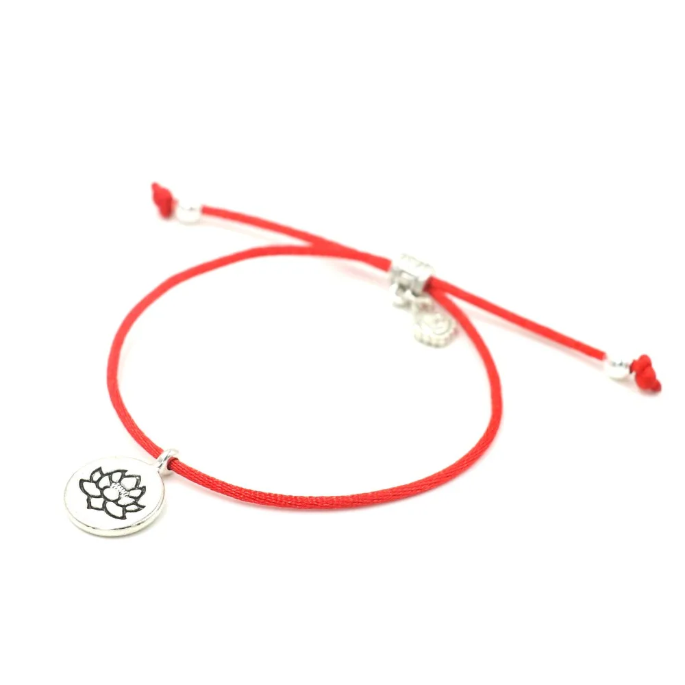 

Ohm Buddha Lotus Women Charm Bracelet Lovers Lucky Red Thread String Bracelets Rope Braided Adjustable Jewelry Girl Child Gift