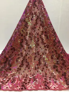 

2018 Latest French Nigerian Laces Fabrics High Quality Wine Gold Tulle African Laces Fabric Wedding African French Tulle Lace