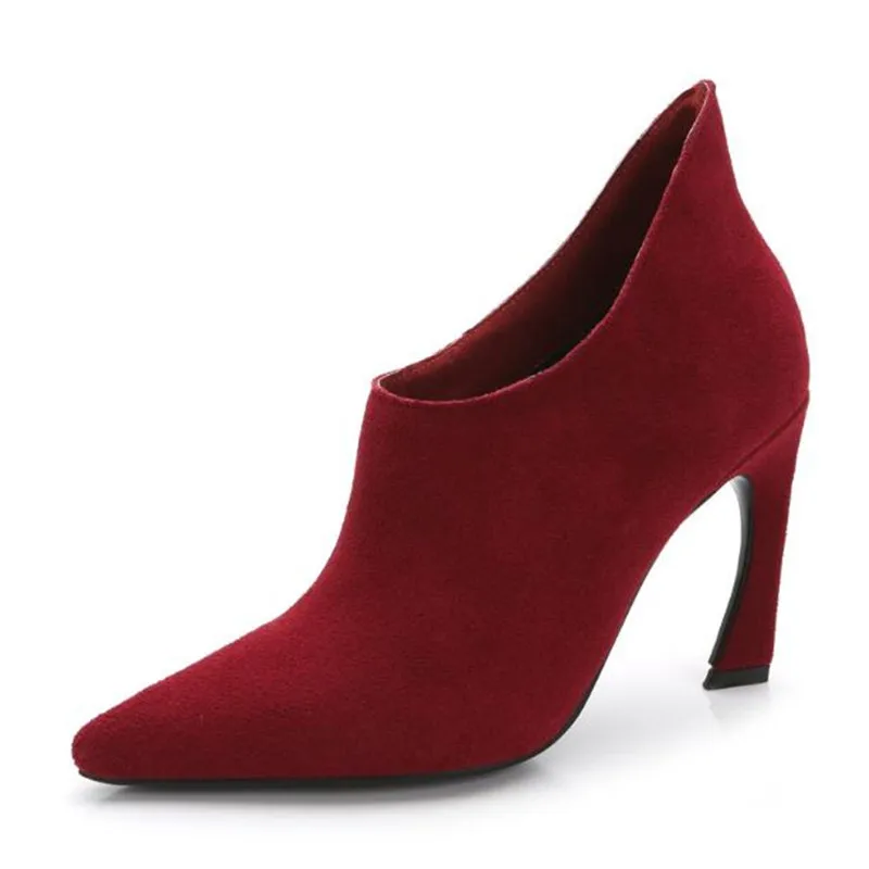 

Fashion new Women Shoe pointed Matte leather women's high heels Wine red blue sexy Thin heels women pumps
