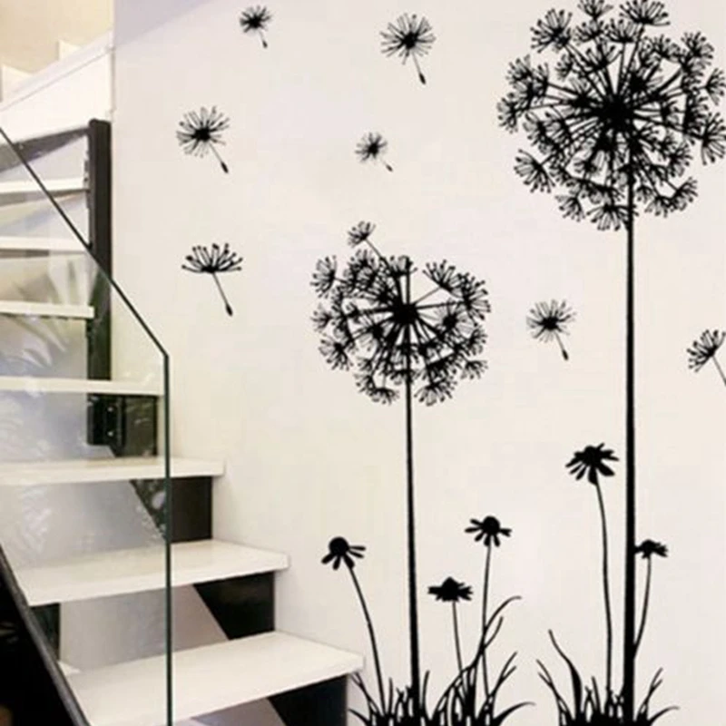 

Hot Sale Black Dandelion Sitting Room Bedroom Wall stickers Household adornment Home Decoration