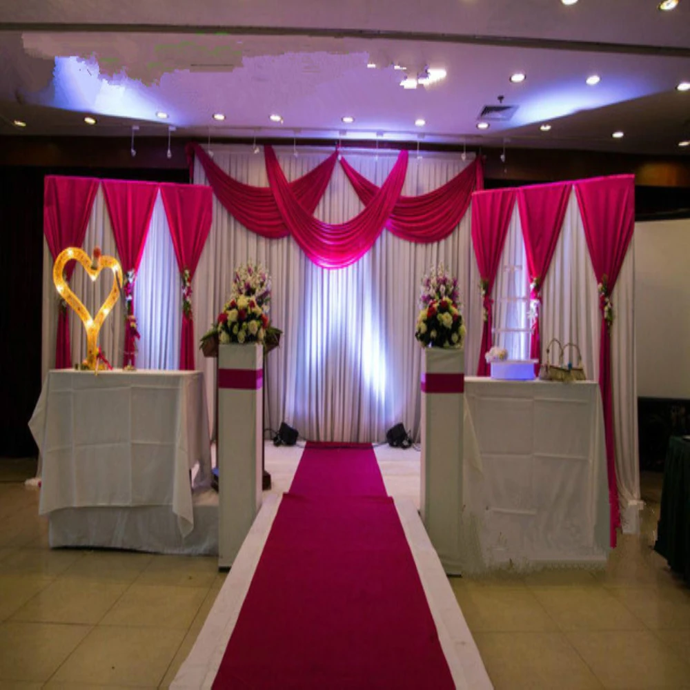 

3pcs/lot (1pcs 4*3m+2pcs 2*2m) ice silk Wedding Drape curtain Pleated Backdrop Curtain Decoration&Swag Background