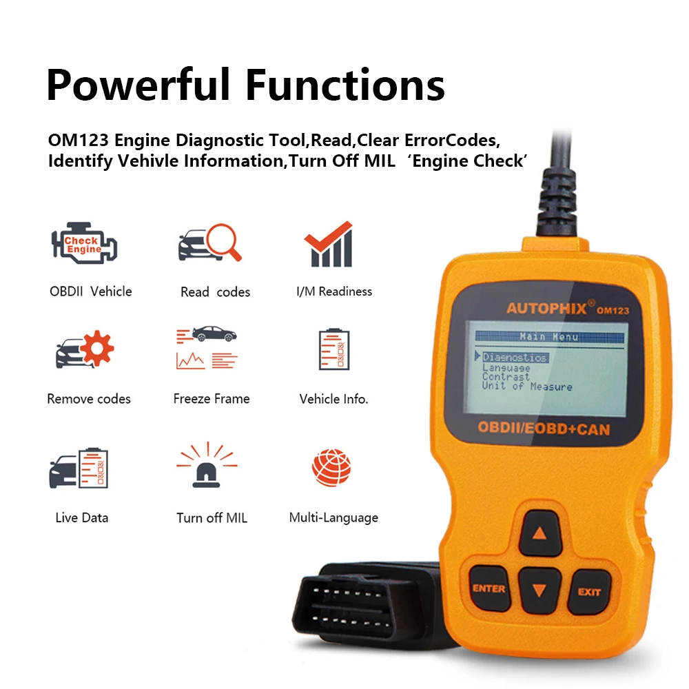 OBD2 Scanner OM123 ODB2 Car Diagnostic Scanner OBD 2 Code Reader For Car Diagnostic OBDll Tool OBD Auto Diagnostic Scanner