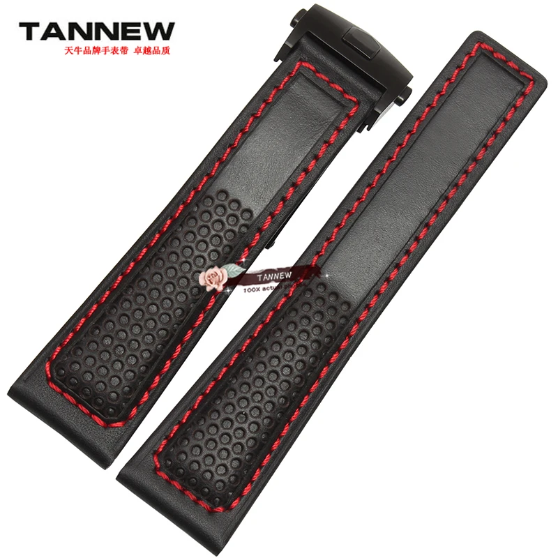 22mm red leather watch strap