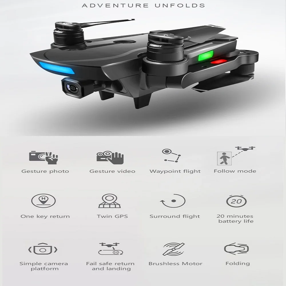 Жестов аэрофотосъемка Wi-Fi 1080P HD Вертолет камеры 1000 м 20 минут щётка FPV gps отслеживание объемный складной Дрон