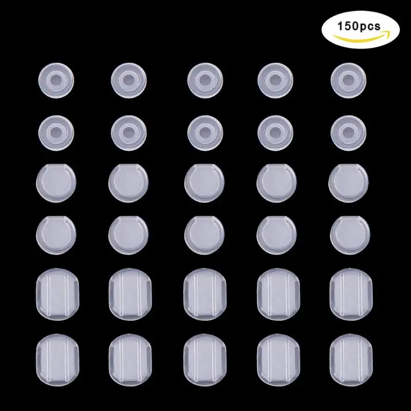 150 шт Смешанные подушечки для сережек силиконовые удобные подушечки для сережек на клипсах