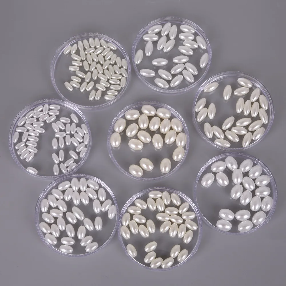 

2018 New Arrival!!4x8 6x10 6x12 8x11mm 50-200pcs Oval Shape White Ivory Pearl Imitation Plastic ABS Beads For DIY Jewelry Making