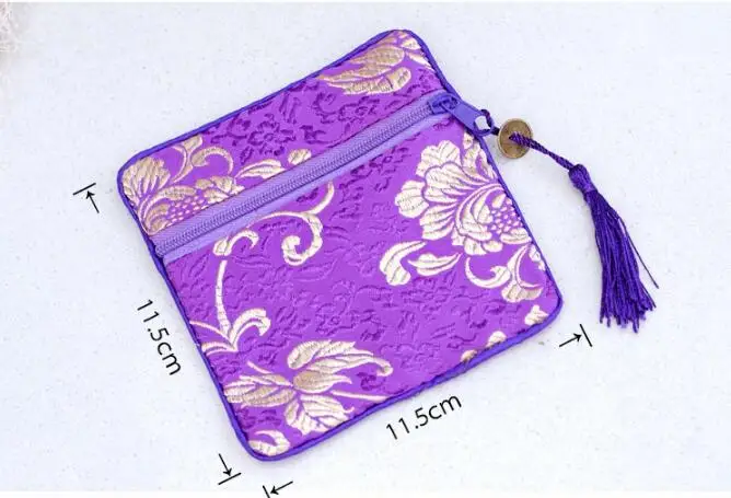 

2017 New Silk Coin Purses Chinese Traditional Business Gift Zipper Embroidery Coin Bag Brocade wallet card bag
