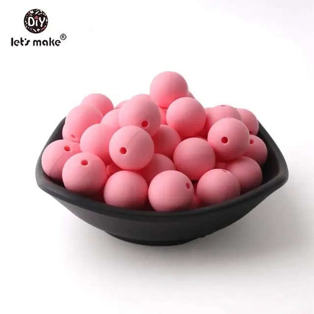 Let's make 50pcs Silicone Beads 12mm Eco-friendly Sensory Teething Necklace Food Grade Mom Nursing DIY Jewelry Baby Teethers pale pink
