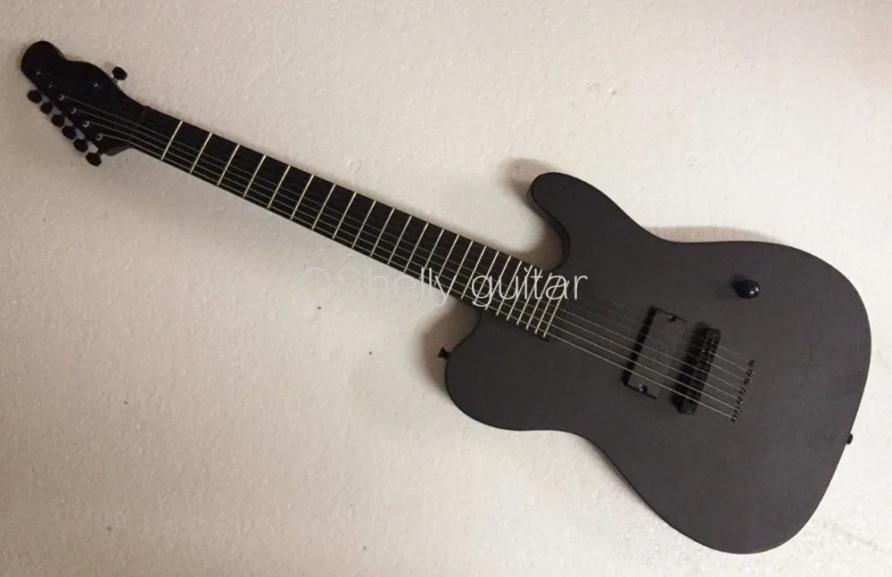 

top quality QShelly custom black 7 strings Ebony fingerboard maple body string through electric guitar musical instruments shop