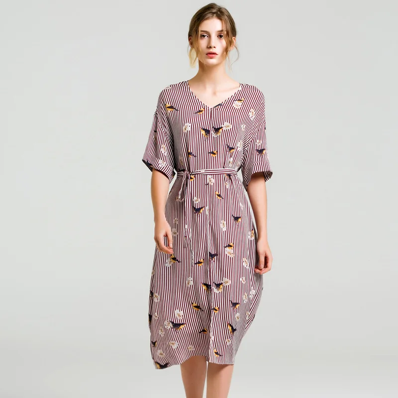 Шелковое платье с цветочным рисунком летние макси женские пляжные 2018 полосатые