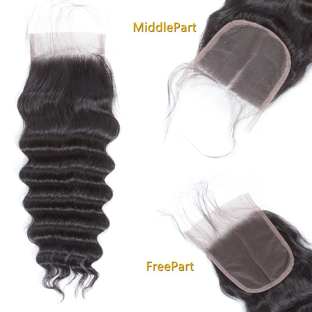 QT волосы Свободные глубокие волнистые пучки с закрытием бразильские человеческие волосы плетение 3 пучка с закрытием remy волосы для наращивания QT