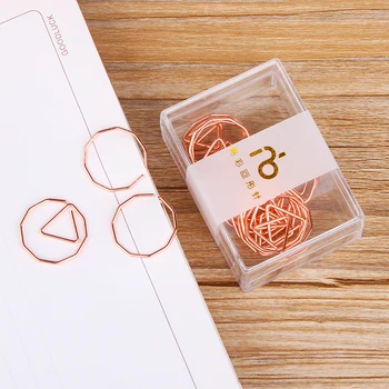 

12pcs/box Rose Gold Paper Clips Circle Shape Electroplated Metal Paper Clips Bookmark Memo Clip for School Paper Organizer