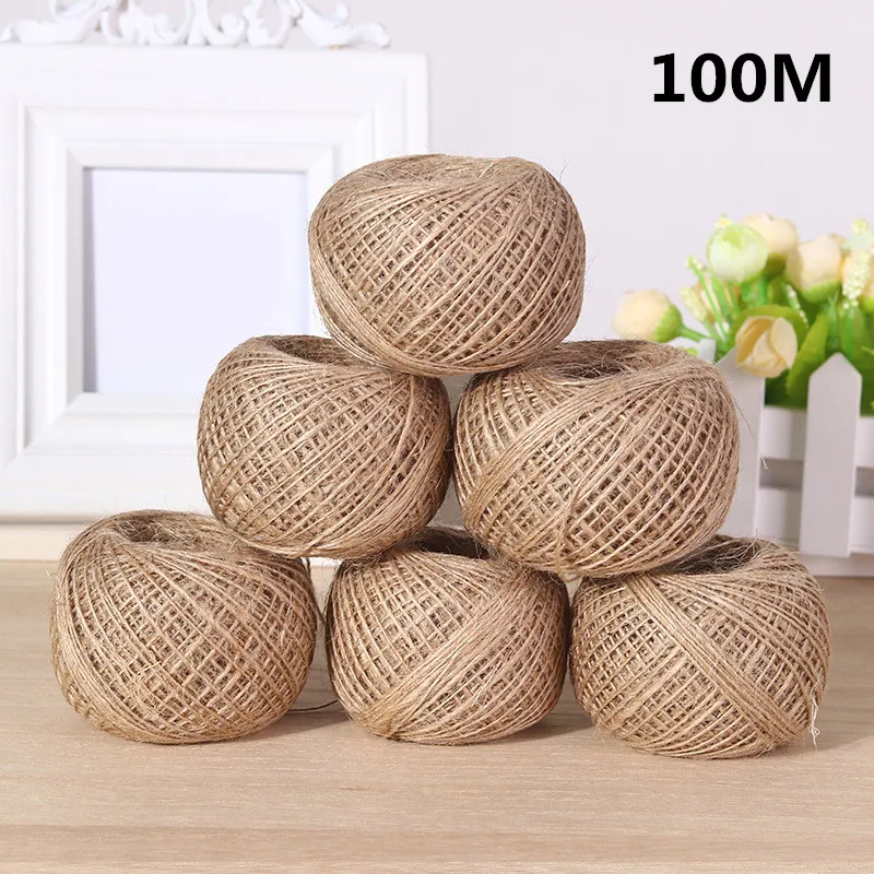 Natural 100m Jute Twine Rope Linen Twine Rustic String Cord Rope Diy