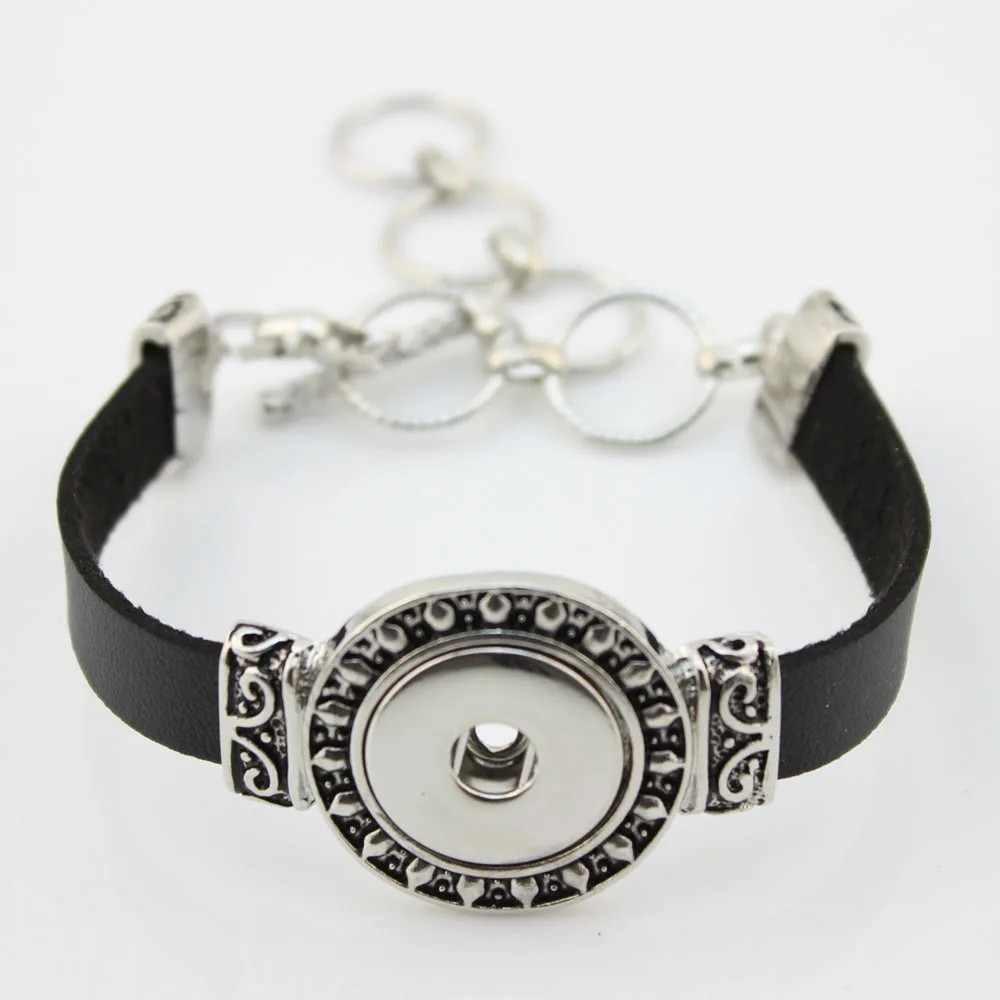 5PCS Snap Bracelet&Bangles Leather Snap Charm Bracelets Fit 18mm Snaps