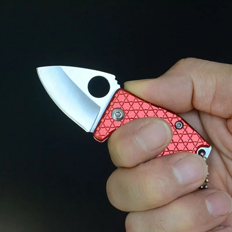 Mini Hand Knife Pocket Tactical Army EDC Steel Folding blade Embossing handle Outdoor Survive Self-defense keychain Knives