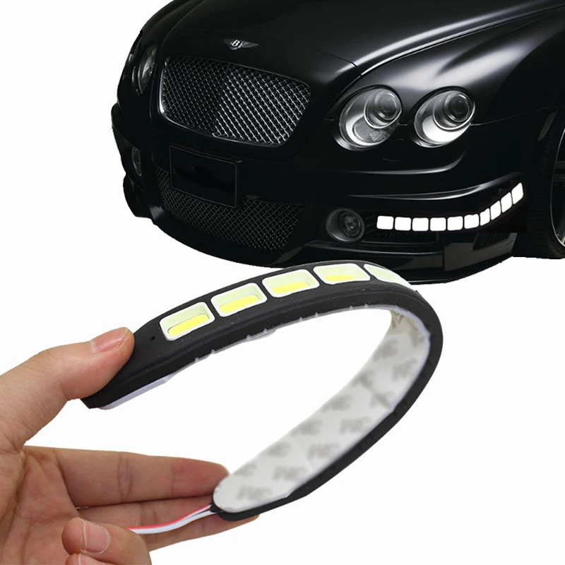 2 шт. светодиодный дневные ходовые огни для стайлинга автомобилей Водонепроницаемый COB полосы света гибкий светодиодный Противотуманные фары DRL лампы для вождения автомобиля