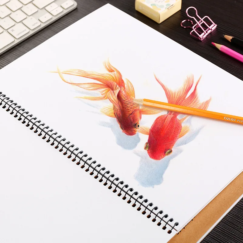 

A4 Kraft Paper Sketchbook Graffiti Blank Painting Vintage Professional Coil Hand-painted Book Creative School Stationery HJW901