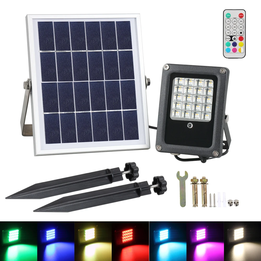 T-SUNRISE Solar Flood Light 10W RGB Outdoor Lighting Waterproof IP65 LED Flood Light with Solar Panel LED Spotlights Garden Lamp T-SUNRISE Solar Flood Light 10W RGB Outdoor Lighting Waterproof IP65 LED Flood Light with Solar Panel LED Spotlights Garden Lamp