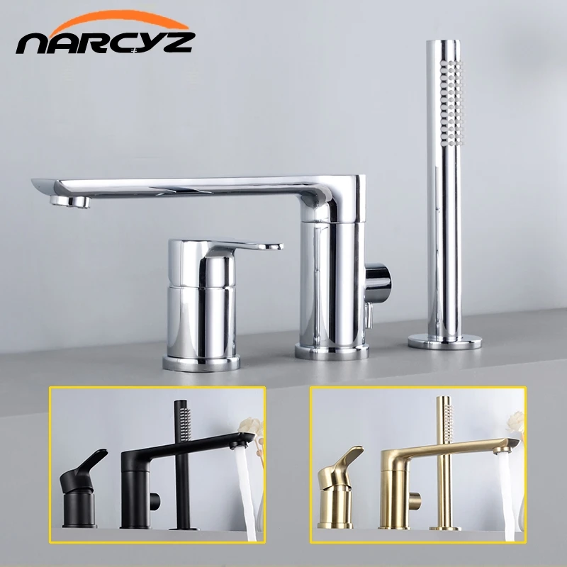 

Bathroom Faucet Chrome Three or Four sets of Bathtub faucet cylinder type round mirror hot and Cold water Faucet sets XR8246