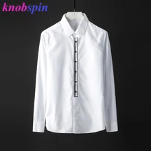 Европейский модный бренд Мужская рубашка Новое поступление Тонкая Повседневная Женская сорочка с длинными рукавами homme печатная деловая рубашка мужские рубашки