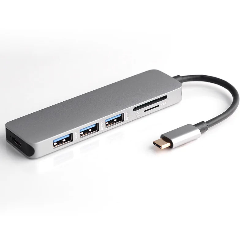 Ult-Best 6-в-1 3Usb Порты и разъёмы Тип-C концентратор Usb док-станция для Поддержка Sd/устройство для считывания с tf-карт зарядка PD Порты и разъёмы адаптер мульти-функциональный Usb-C