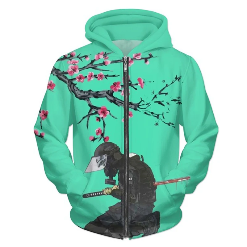 

Dropshipping Suicide Warrior 3d Printed Sweatshirt Mens Zipper Hoodies Sakura Jacket Zip Up Hoodie Men Autumn Tracksuit Tops