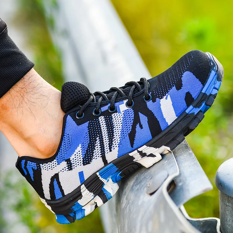New Men's Outdoor Breathable Mesh Steel Toe Safety Shoes Army Boots Men Camouflage Military Industrial Work Shoes Puncture Proof