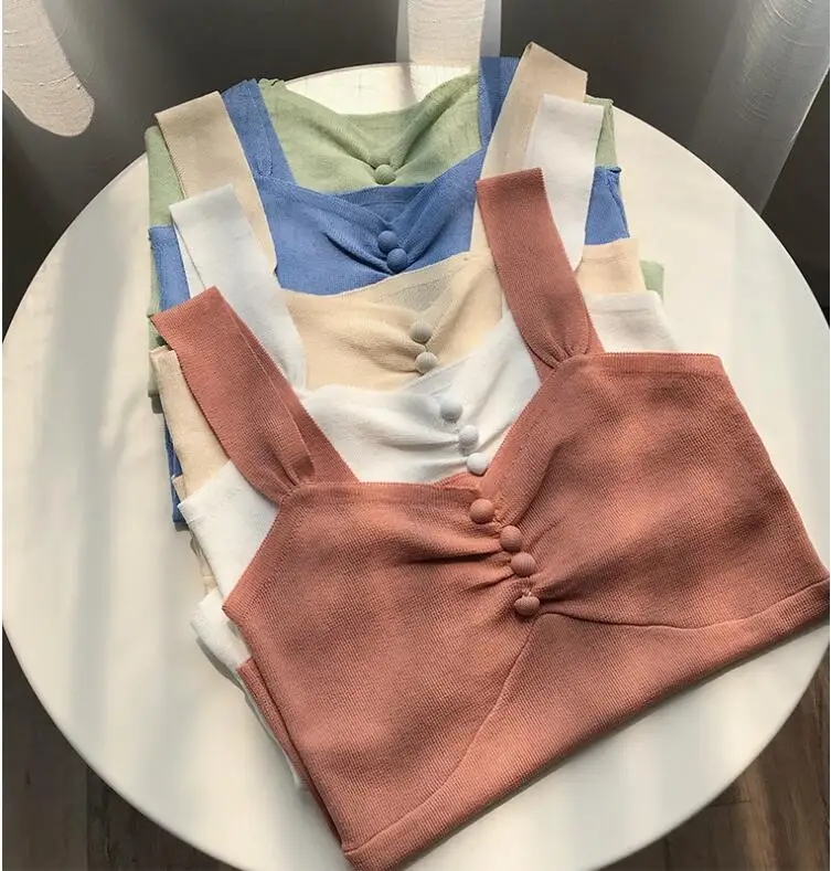 

Summer Korean Candy Color Slim Sling Knit Tank Top
