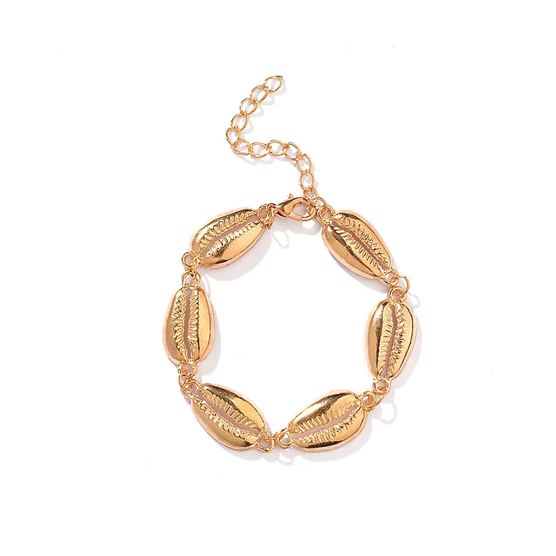 

New European Trendy Shell Short Statement Chain Bracelet Women Bohemian Handmade Gold Silver Shell Bracelet Party Wedding Gifts