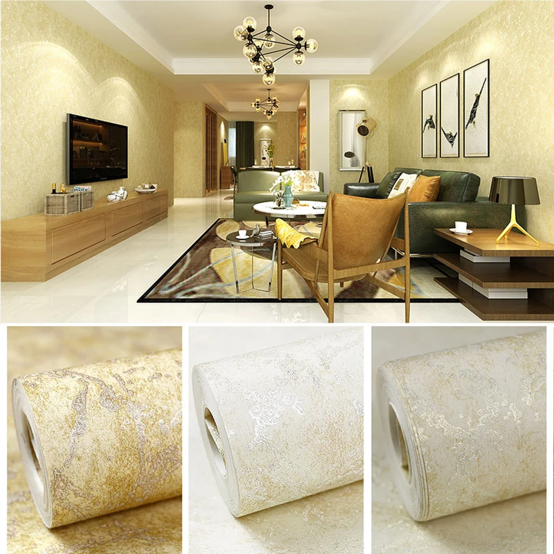

New 2019 Non-woven Wallpaper Fine Pressing Technology Mottled Plain Wallpaper Modern Minimalist Solid Color Hotel Wallpaper