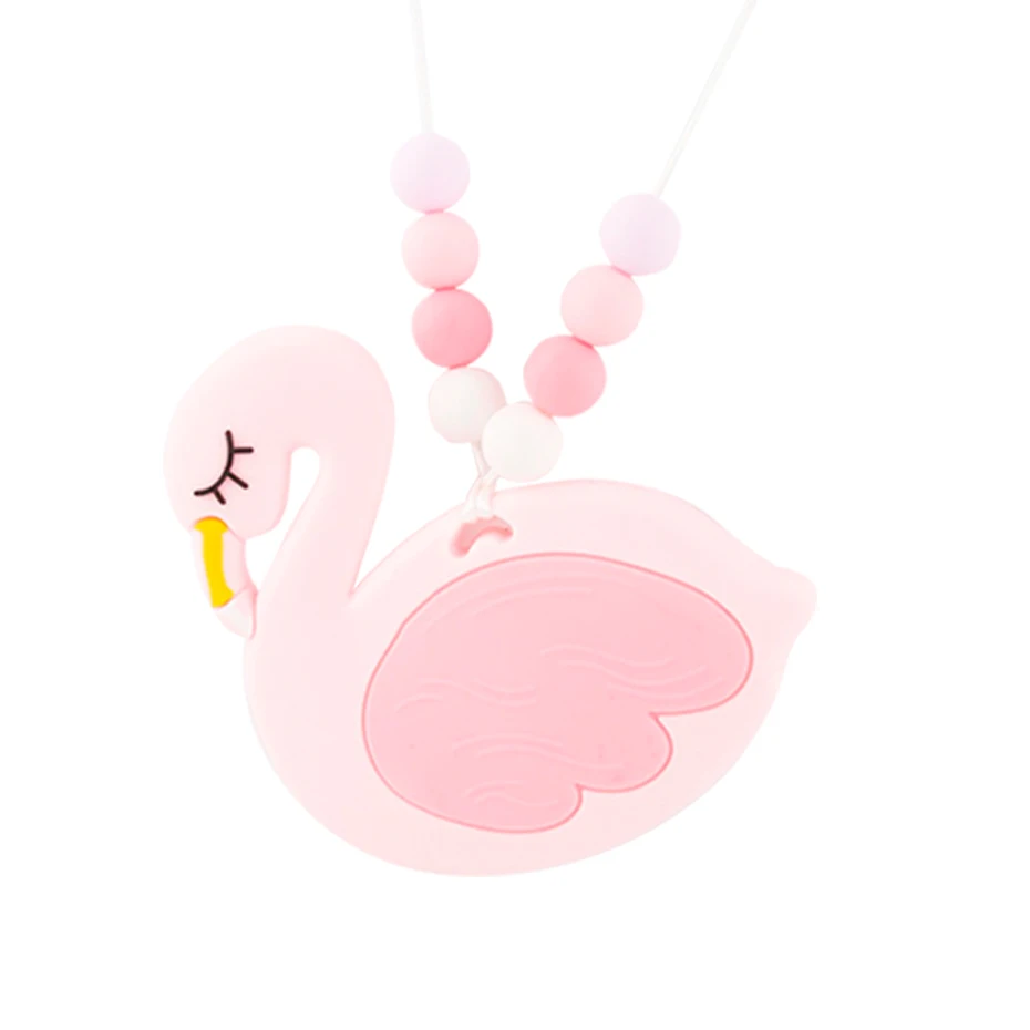 

Bite Bites 1PC Food Grade Silicone Teetheher Flamingos Unicorn Teething Necklace For Baby Silicone Baby Goods Teethers For Teeth