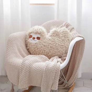 

Furry Sloth Cushion Stuffed Animal Plush Toy Gifts for Kids Home Sofa Decor TB Sale
