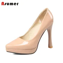 Asumer/обувь высокого качества; женские модные простые слипоны с острым носком; популярные туфли на платформе и высоком каблуке-шпильке; женские туфли-лодочки