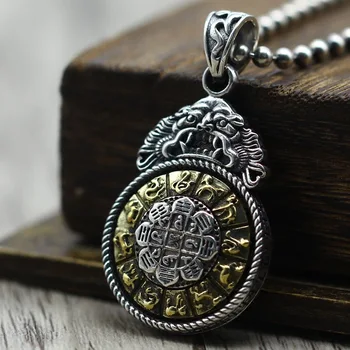 

925silver, brave animal, nine palace Bagua, Thai silver pendant, twelve zodiac body guards, Sterling Silver 925 pendant.