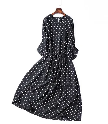 

Bow Point Silk Crepe de Chine Dress Mulberry Silk Medium-length Large Size Female in Spring and Summer of 2019
