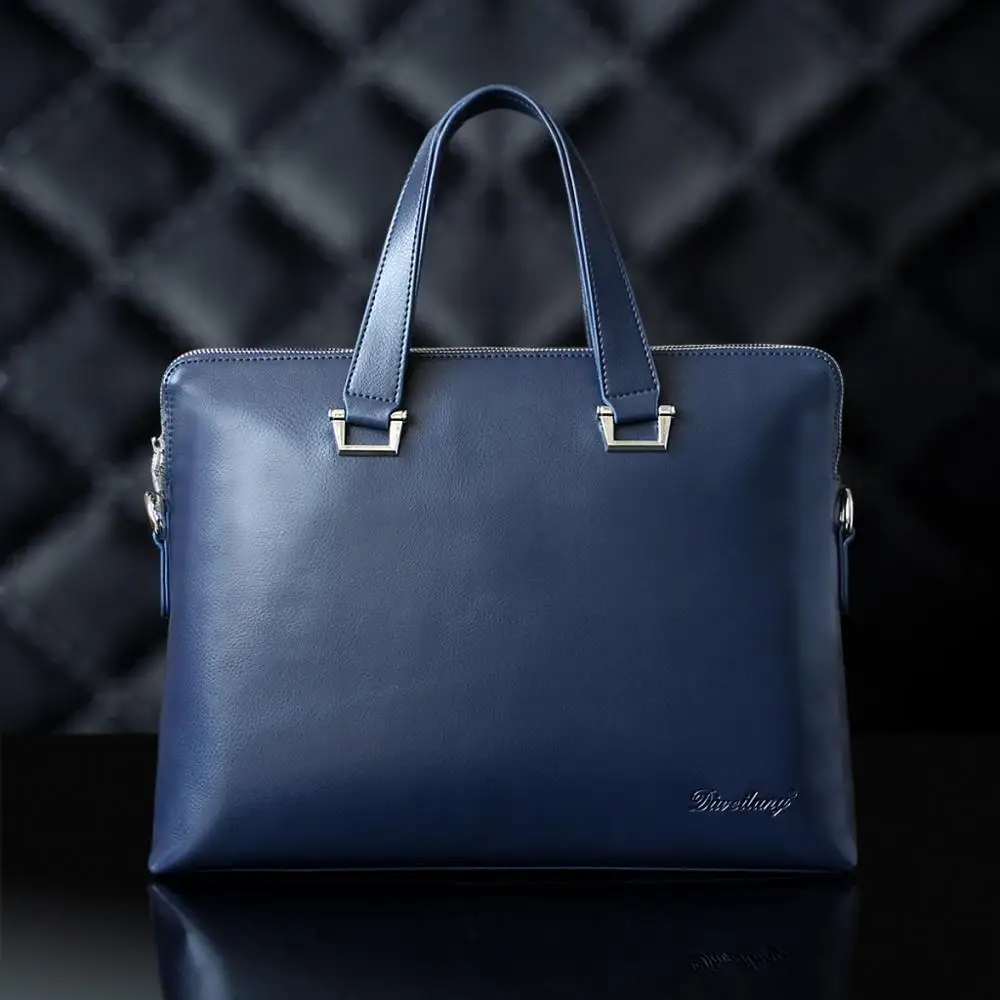 Новинка натуральная кожа сумка деловые мужские сумки сумка-портфель для ноутбука сумка через плечо; сумка мужская сумка-мессенджер - Цвет: blue